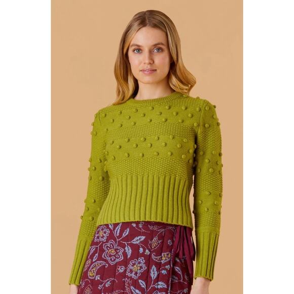 Olivia by Livro Sweaters - OLIVIA by Livro Sz XS S Green Florence Bobble Pom Pom Pullover Sweater